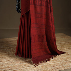 Handwoven Merino Wool Natural Dyed Hand Block Print Bagh Saree 04