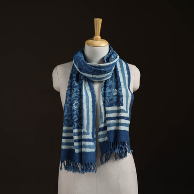 Bagru Dabu Hand Block Print Pure Merino Wool Handwoven Natural Dyed Stole 13
