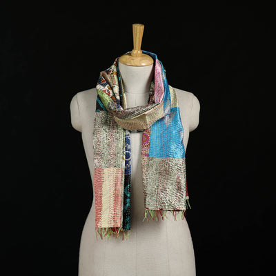 Bengal Kantha Handwork Patchwork Reversible Silk Stole 370