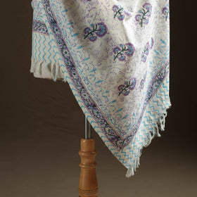 Floral Sanganeri Print Pure Merino Wool Handwoven Shawl 35