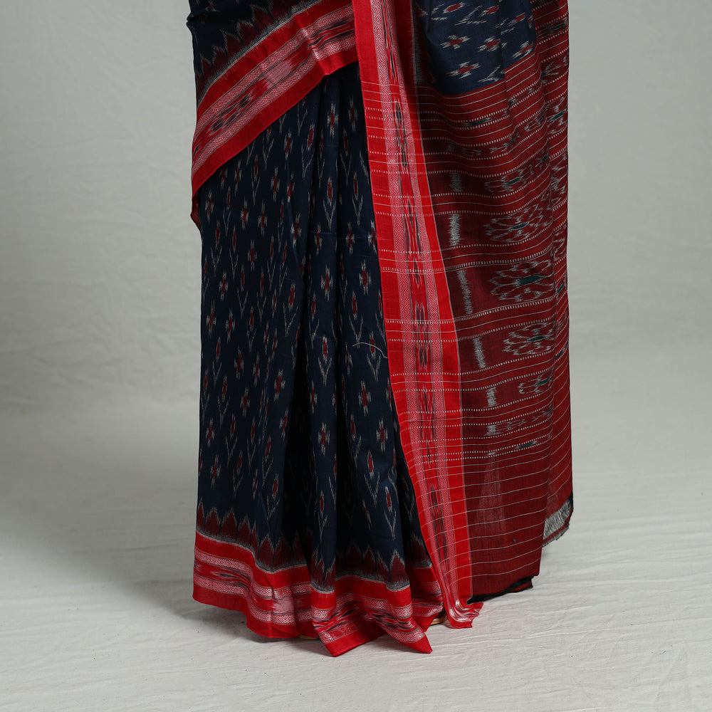 Blue - Ikat Weave Handloom Cotton Sambalpuri Saree 19