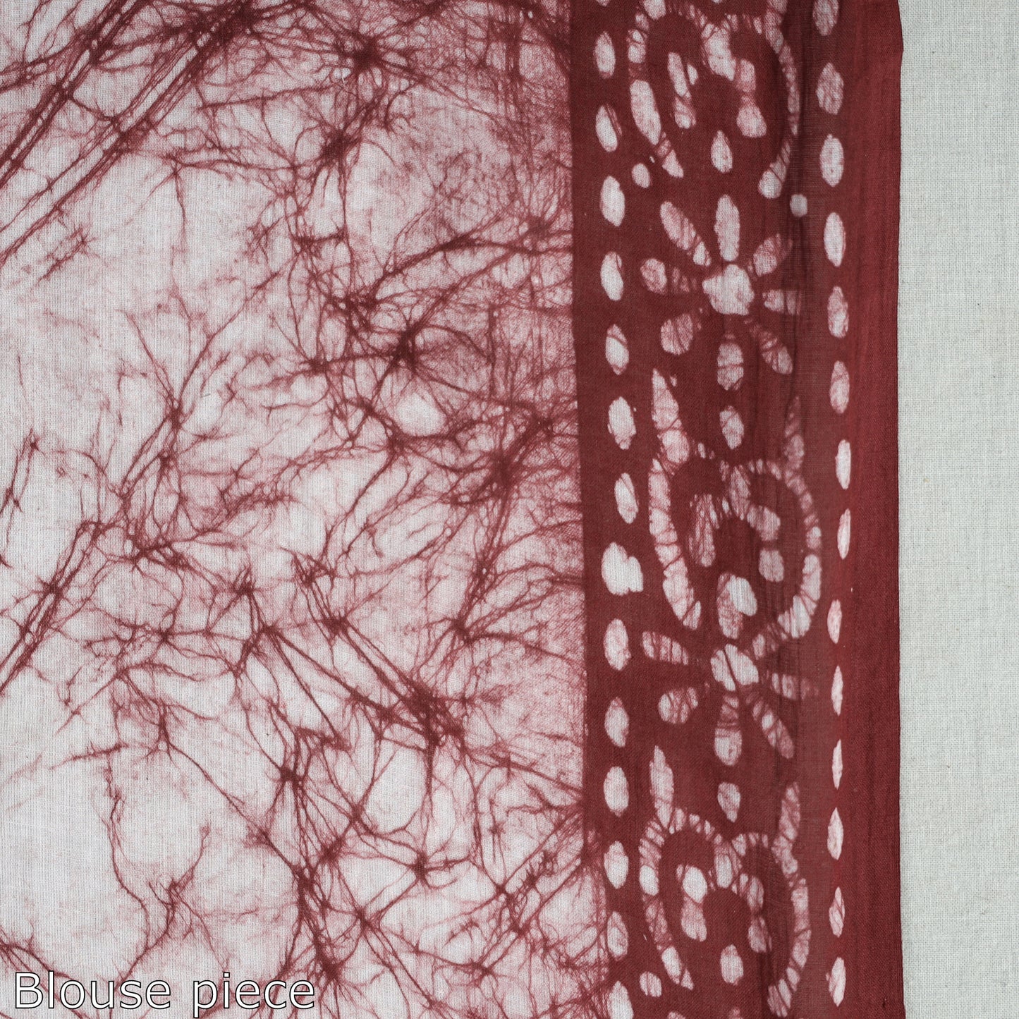Brown - Hand Batik Printed Cotton Saree with Blouse Piece 68