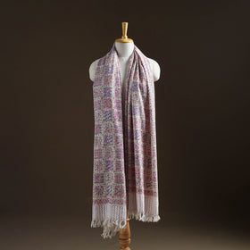 Floral Sanganeri Print Pure Merino Wool Handwoven Shawl 36