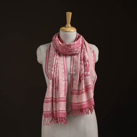 Bagru Dabu Hand Block Print Pure Merino Wool Handwoven Natural Dyed Stole 12
