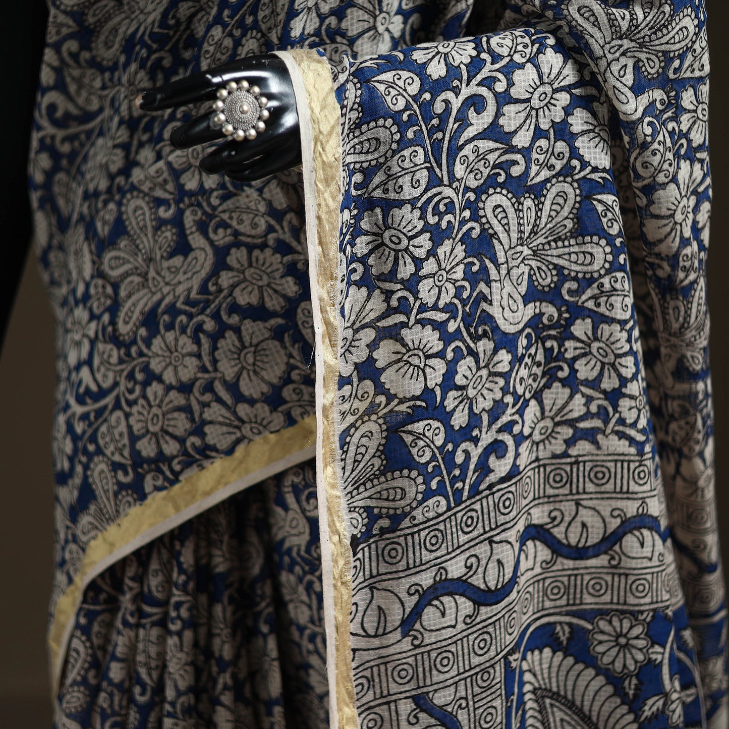 Kalamkari Printed Kota Doria Cotton Saree 34