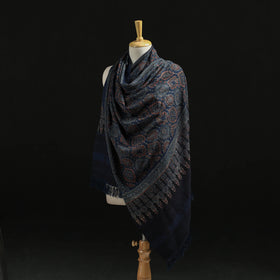Kutch Handwoven Ajrakh Hand Block Print Merino Wool Shawl  49