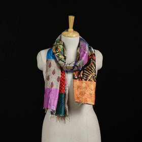 Bengal Kantha Handwork Patchwork Reversible Silk Stole 371