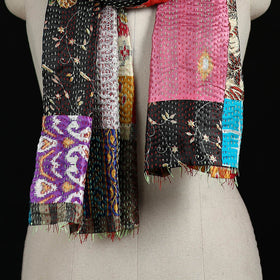 Bengal Kantha Handwork Patchwork Reversible Silk Stole 372