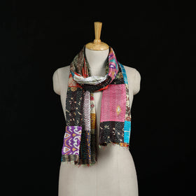 Bengal Kantha Handwork Patchwork Reversible Silk Stole 372