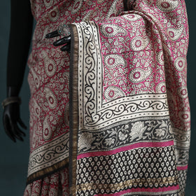 Bagru Hand Block Print Natural Dyed Mulberry Silk Saree 23