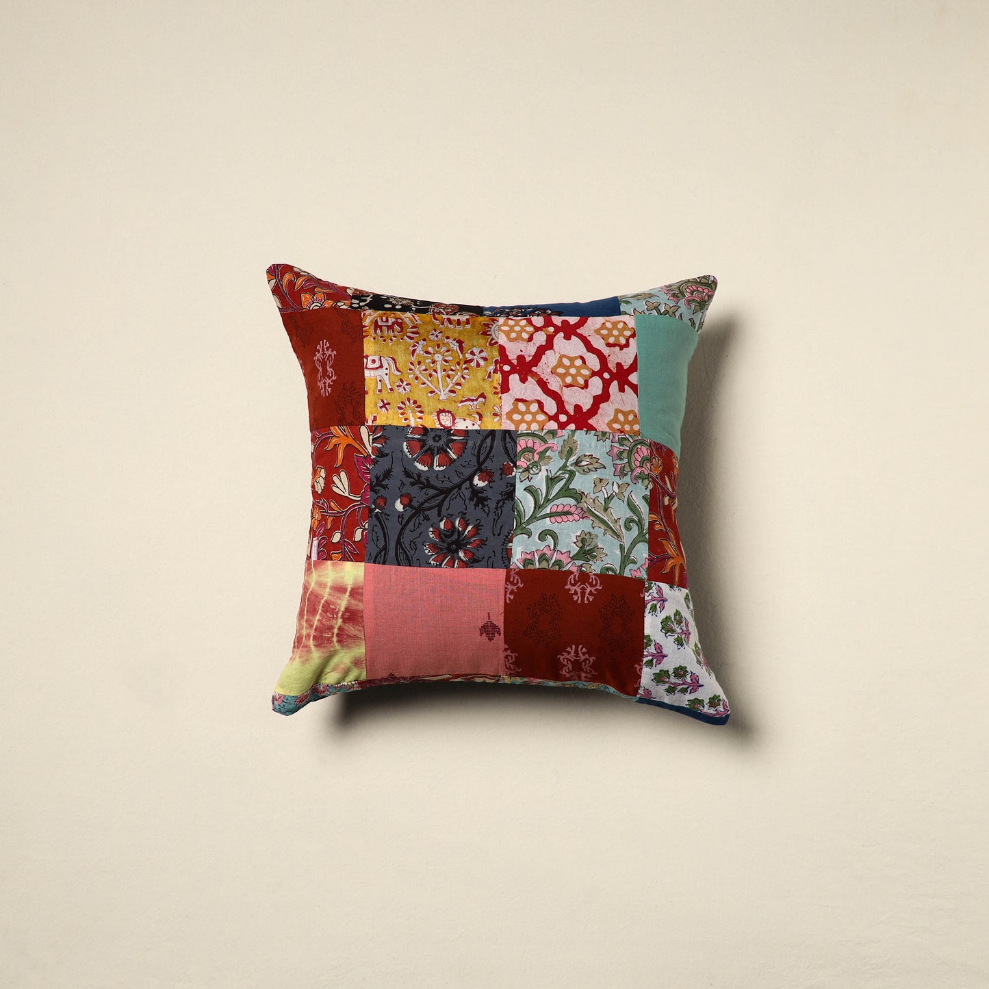 Multicolor Handcrafted Cotton Patchwork Cushion Cover