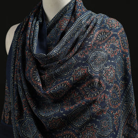 Kutch Handwoven Ajrakh Hand Block Print Merino Wool Shawl  49