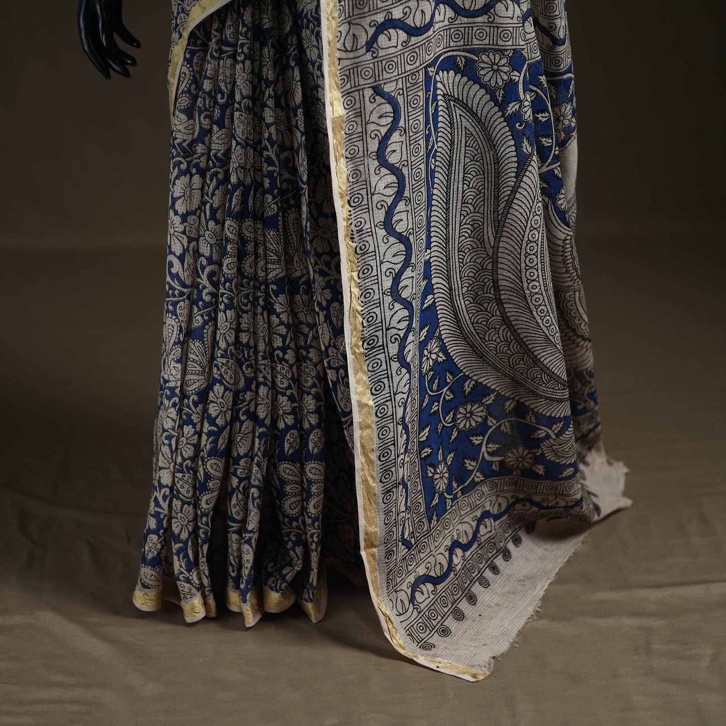 Kalamkari Printed Kota Doria Cotton Saree 34