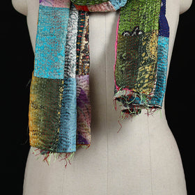 Bengal Kantha Handwork Patchwork Reversible Silk Stole 373