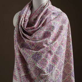 Floral Sanganeri Print Pure Merino Wool Handwoven Shawl 36