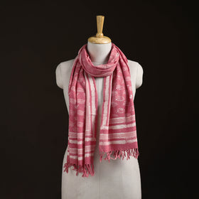Bagru Dabu Hand Block Print Pure Merino Wool Handwoven Natural Dyed Stole 10