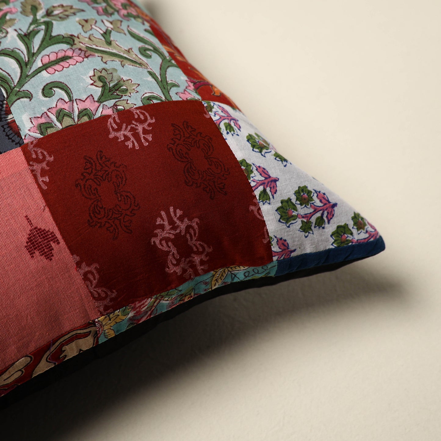 Multicolor Handcrafted Cotton Patchwork Cushion Cover