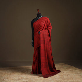 Handwoven Merino Wool Natural Dyed Hand Block Print Bagh Saree 05