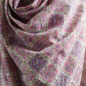 Floral Sanganeri Print Pure Merino Wool Handwoven Shawl 36