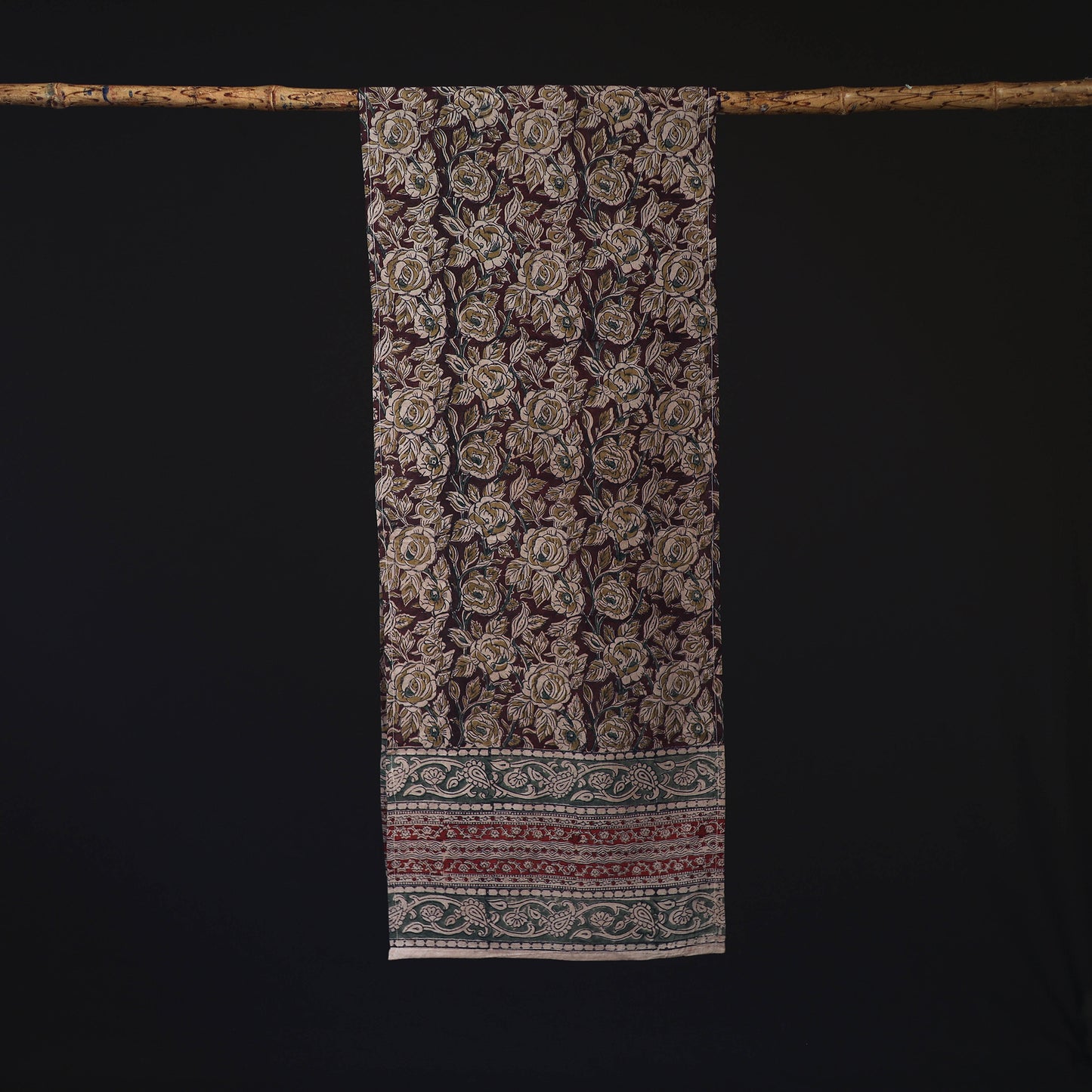 Pedana Block Print Natural Dyed Cotton Kalamkari Stole 07