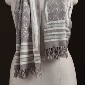 Bagru Dabu Hand Block Print Pure Merino Wool Handwoven Natural Dyed Stole 09