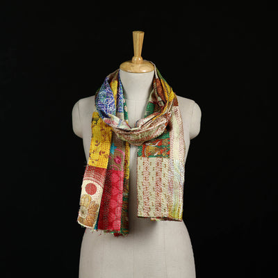 Bengal Kantha Handwork Patchwork Reversible Silk Stole 374