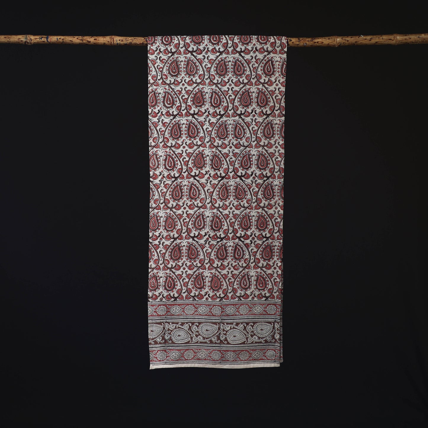 Pedana Block Print Natural Dyed Cotton Kalamkari Stole 06