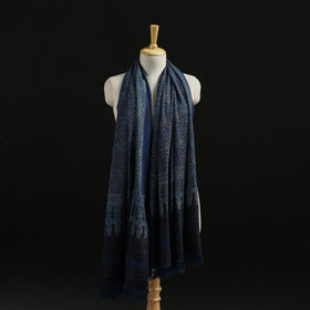 Kutch Handwoven Ajrakh Hand Block Print Merino Wool Shawl  50