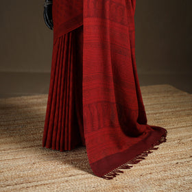 Handwoven Merino Wool Natural Dyed Hand Block Print Bagh Saree 05