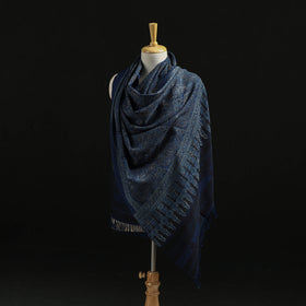 Kutch Handwoven Ajrakh Hand Block Print Merino Wool Shawl  50