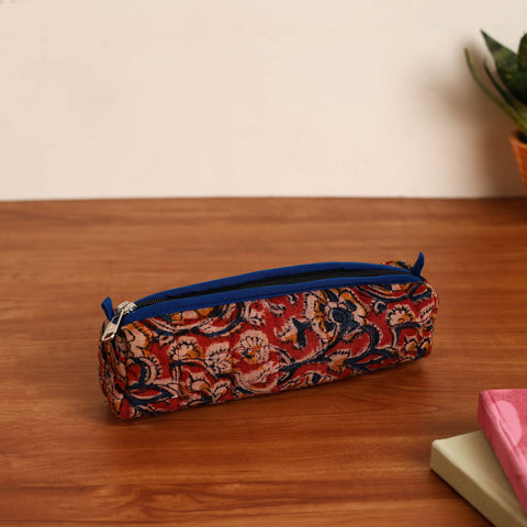  Red Handmade Quilted Cotton Pencil Pouch