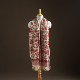 Floral Sanganeri Print Pure Merino Wool Handwoven Shawl 37