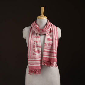 Bagru Dabu Hand Block Print Pure Merino Wool Handwoven Natural Dyed Stole 08