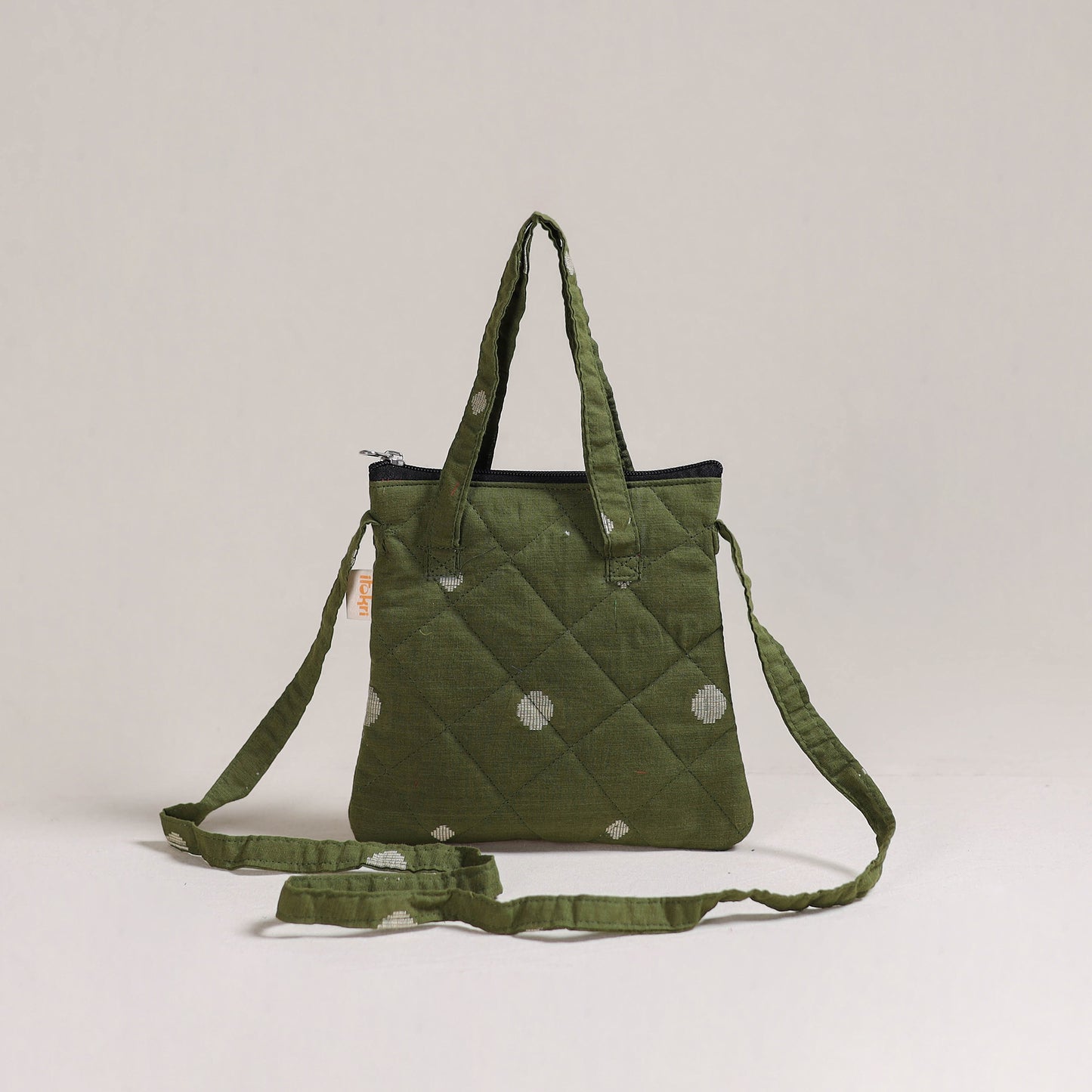 Green - Handcrafted Quilted Sling Bag 16