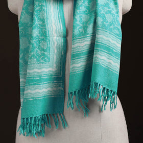 Bagru Dabu Hand Block Print Pure Merino Wool Handwoven Natural Dyed Stole 07