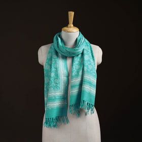Bagru Dabu Hand Block Print Pure Merino Wool Handwoven Natural Dyed Stole 07