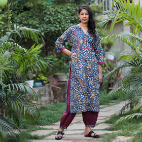 Kalamkari Kurta with Afghani Salwar Set