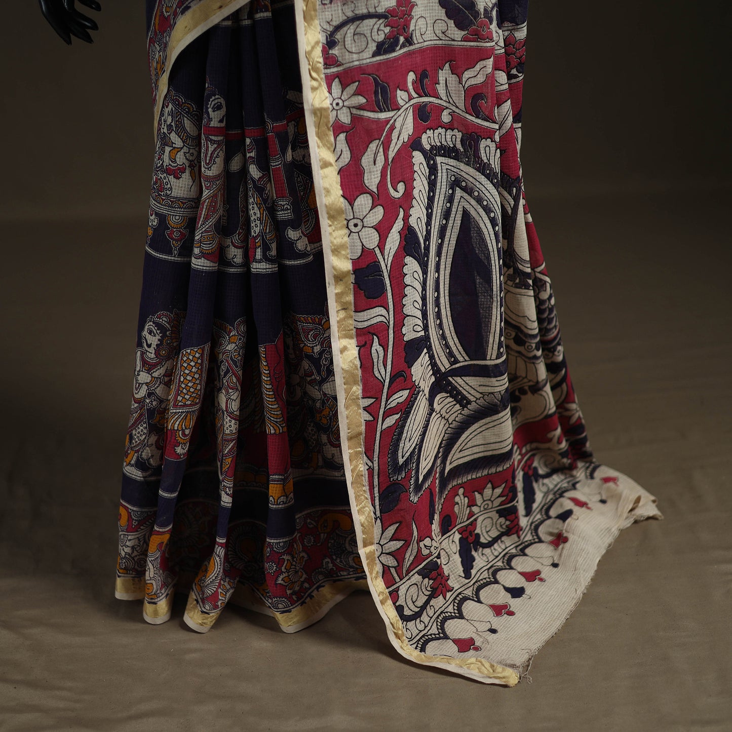 Kalamkari Printed Kota Doria Cotton Saree 35