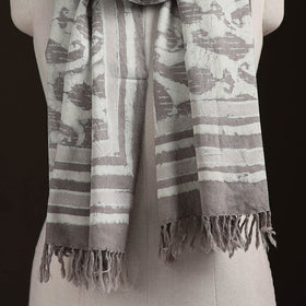 Bagru Dabu Hand Block Print Pure Merino Wool Handwoven Natural Dyed Stole 06