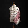 White - Handspun Handwoven Pure Eri Silk Aari Hand Embroidered Shawl of Assam 19