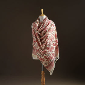 Floral Sanganeri Print Pure Merino Wool Handwoven Shawl 37