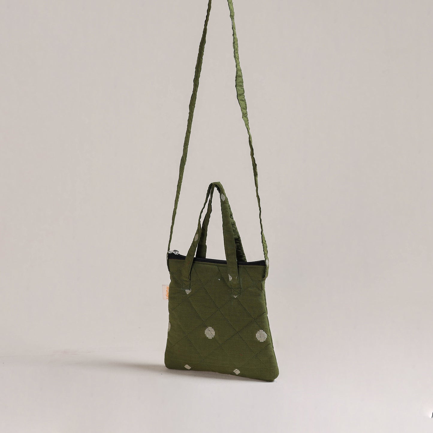 Green - Handcrafted Quilted Sling Bag 16