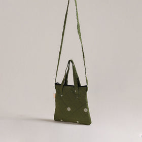 Green - Handcrafted Quilted Sling Bag 16