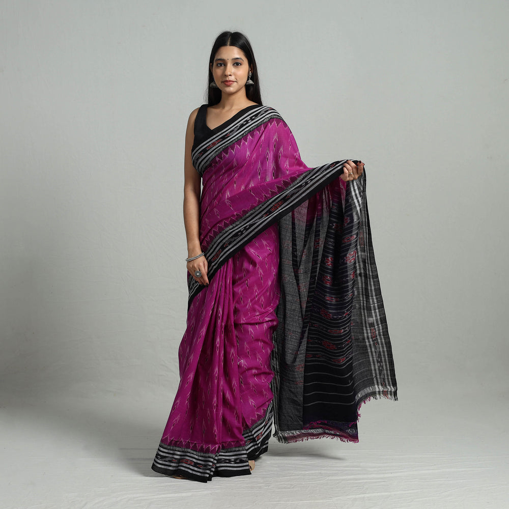 Purple - Ikat Weave Handloom Cotton Sambalpuri Saree 21