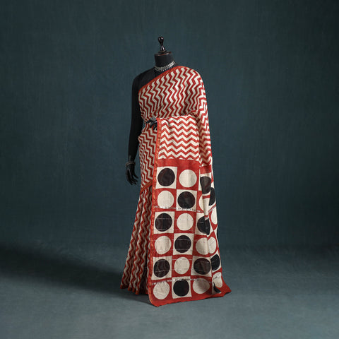 Bagru Hand Block Print Natural Dyed Mulberry Silk Saree 24