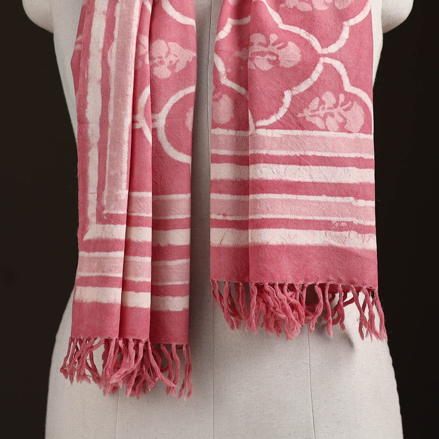 Bagru Dabu Hand Block Print Pure Merino Wool Handwoven Natural Dyed Stole 05