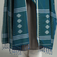 Teal Blue - Handloom Cotton Burdwan Jamdani Dupatta 18