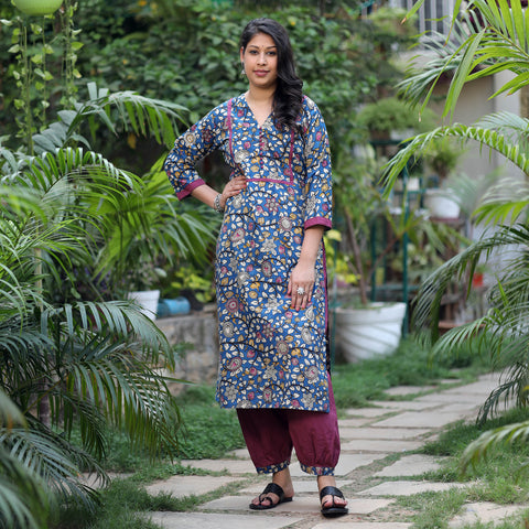 Kalamkari Kurta with Afghani Salwar Set