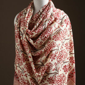 Floral Sanganeri Print Pure Merino Wool Handwoven Shawl 37
