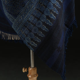 Kutch Handwoven Ajrakh Hand Block Print Merino Wool Shawl  50